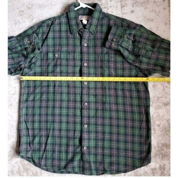 Duluth Trading Company Plaid Button Down Mens SZ L Green - Picture 6 of 11